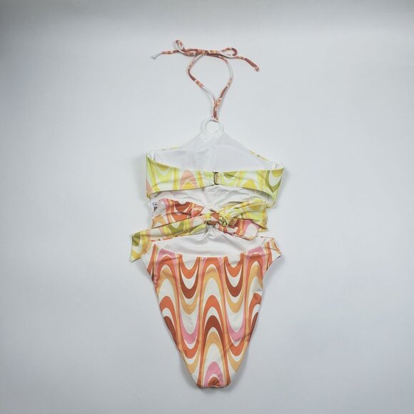 Becca Whirlpool Margot High Neck Halter One Piece Size Small Citrus Retro Print - Picture 10 of 16